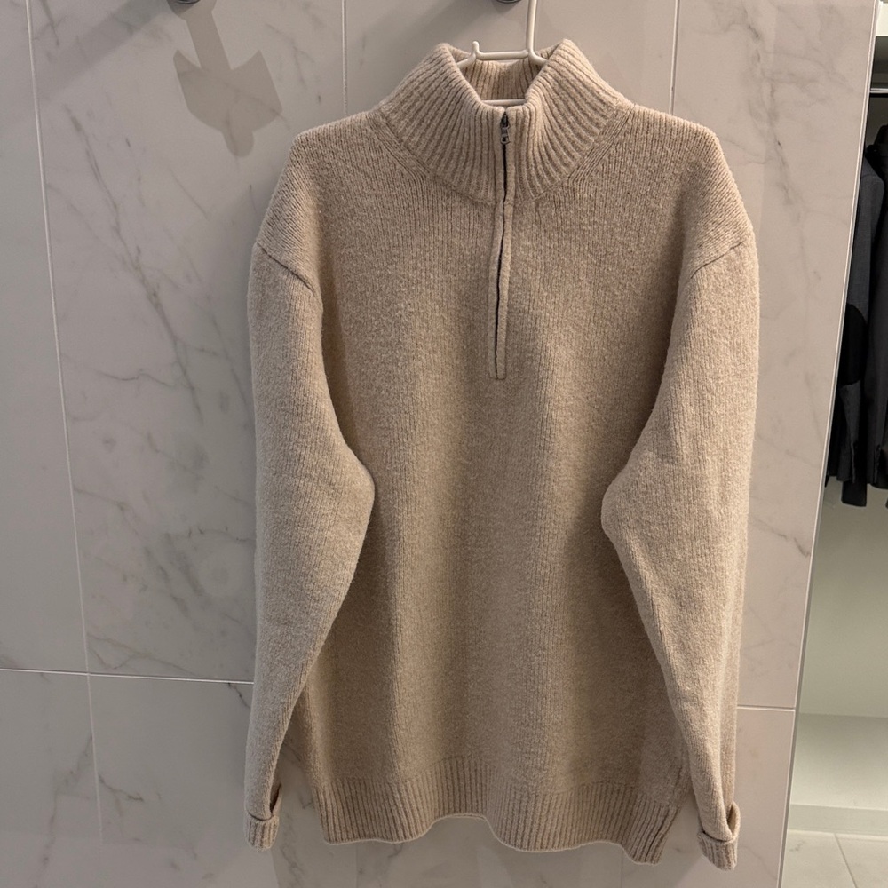 Uniqlo Men's Beige Zip-Up Sweater